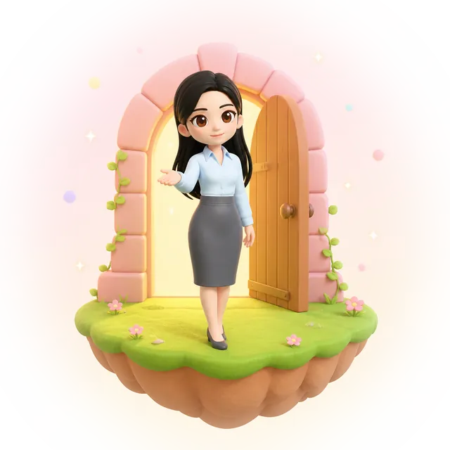 Mimi mở cửa chào bạn